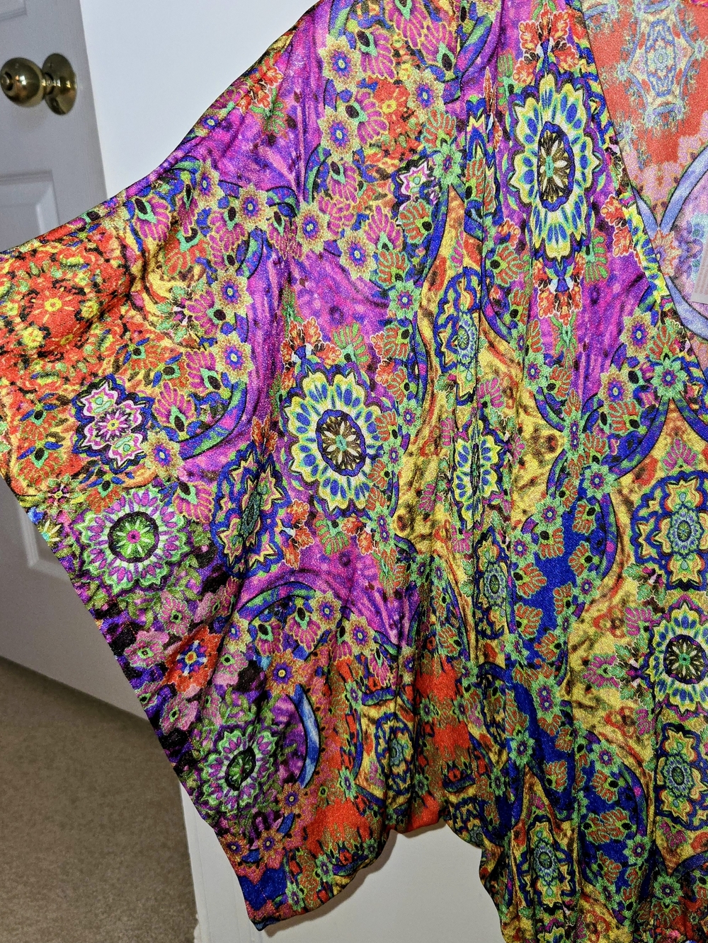 NWT Luli Fama Multicolor Tropical Paisley Boho Chic Ruched Beach Cover Up XS - Picture 5 of 12